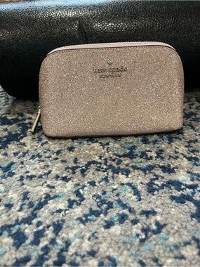 kate spade Glitter Zip Cosmetic Pouch in Rose Gold
